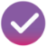 Purple circle icon with a white check mark