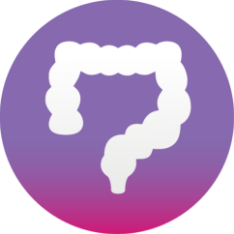 Icon of a white intestine within a purple circle